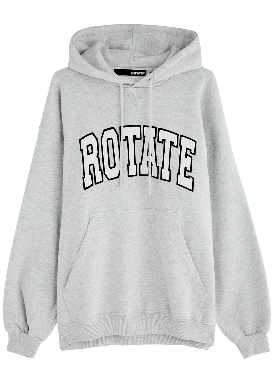 Rotate Sunday Logo Hooded Cotton Sweatshirt Light Grey