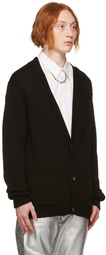 Balmain Black Intarsia Logo Cardigan