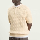 Beams Plus Men's Cable Knit Polo in Beige