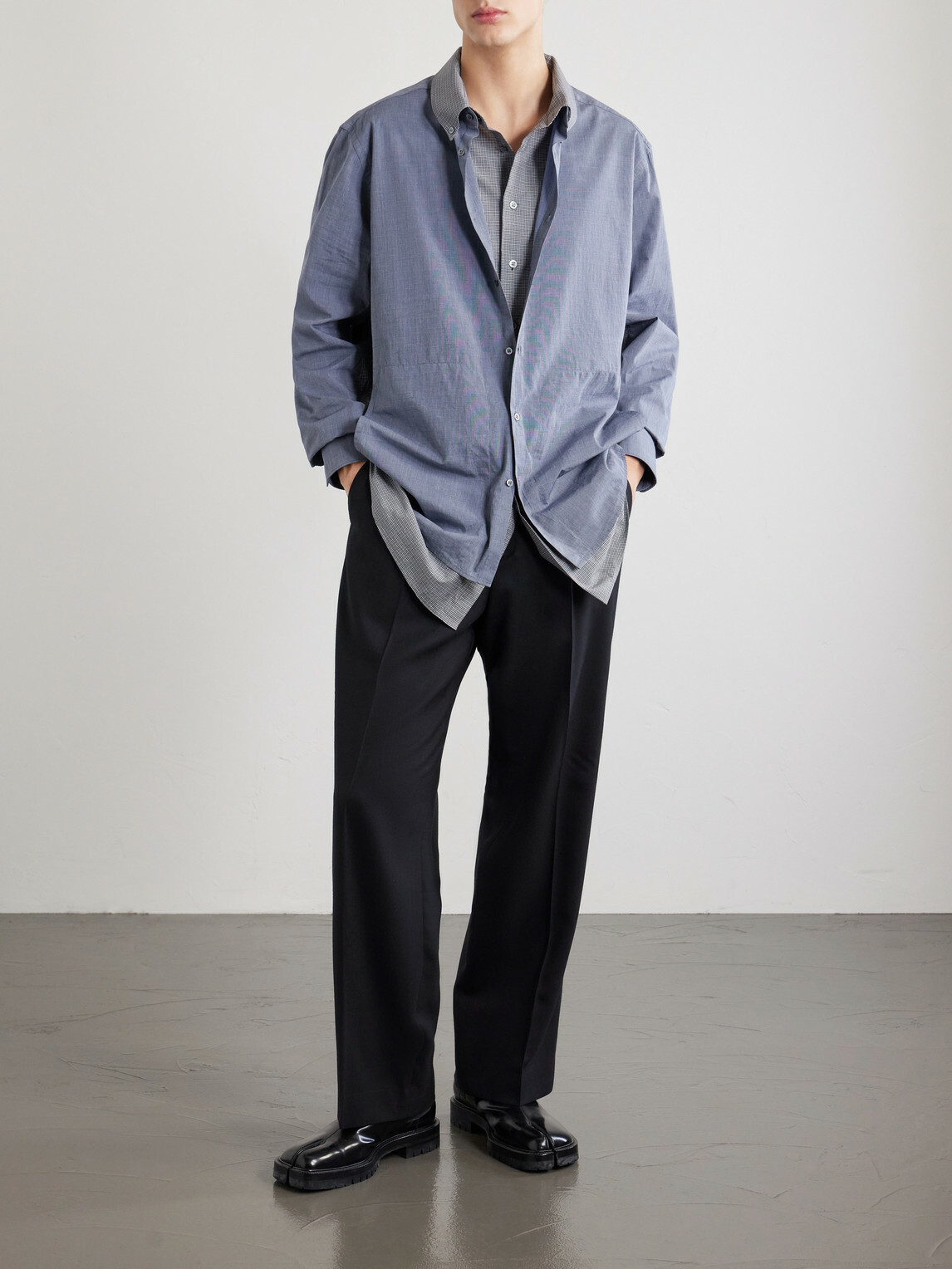Maison Margiela - Double Checked Cotton-Poplin Shirt - Blue