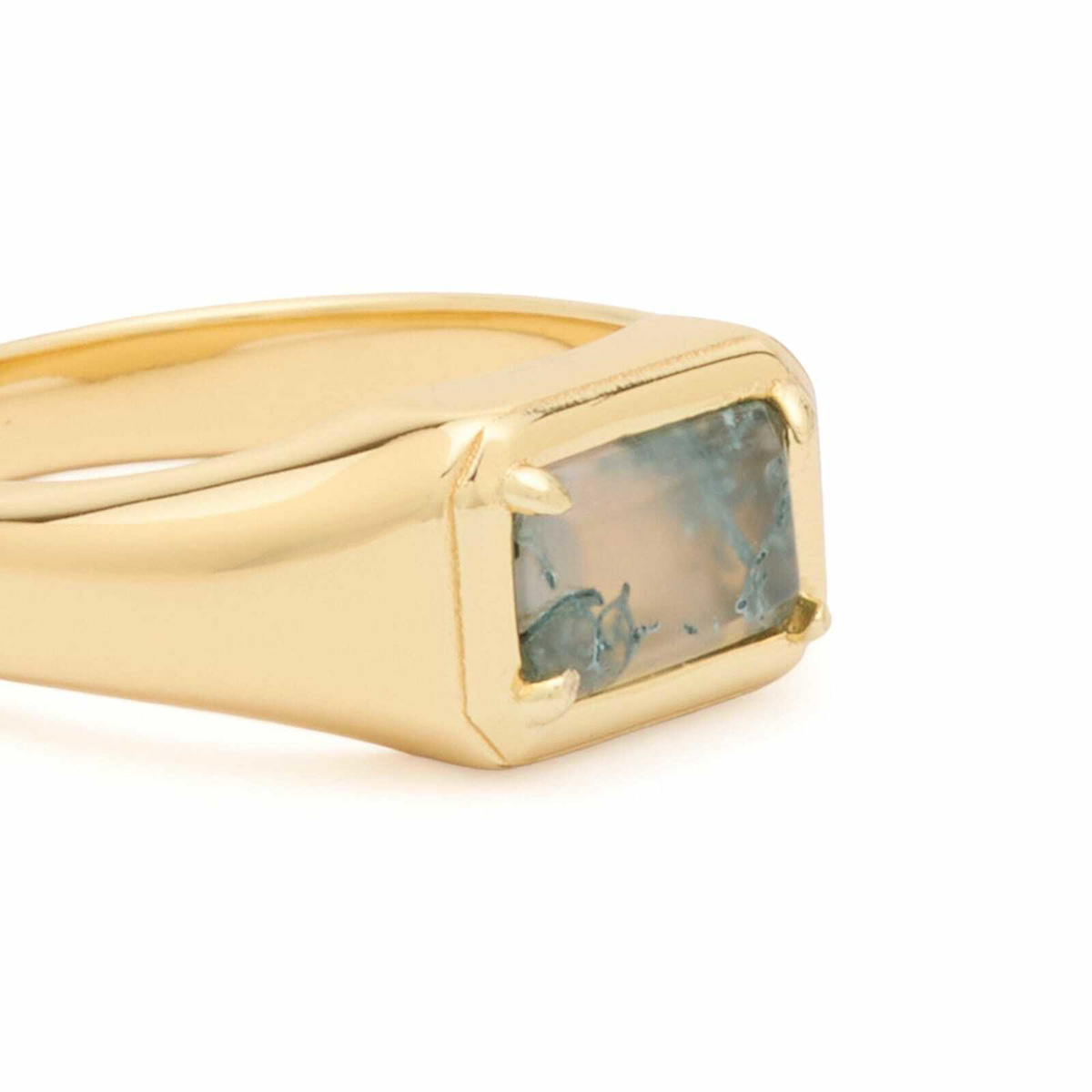Serge DeNimes Men's Moss Agate Ring in Gold