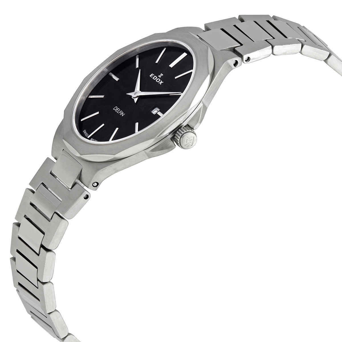 Edox Delfin Quartz Black Dial Ladies Watch 57005 3M NIN Edox
