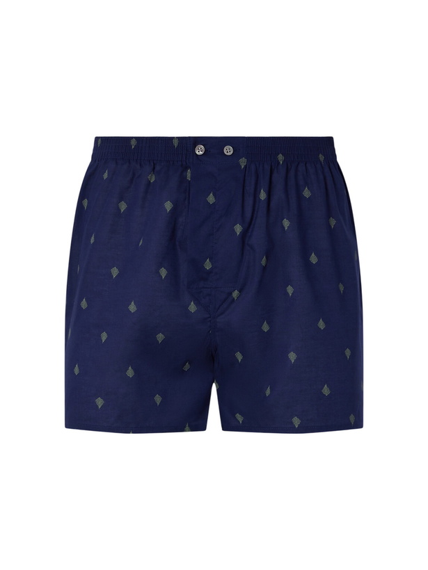 Photo: Derek Rose - Nelson Printed Cotton-Baptiste Boxer Shorts - Blue