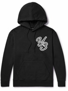 Y-3 - Logo-Print Stretch Organic Cotton-Jersey Hoodie - Black