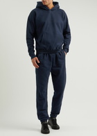 Saint Laurent Logo-embroidered Cotton Sweatpants Navy