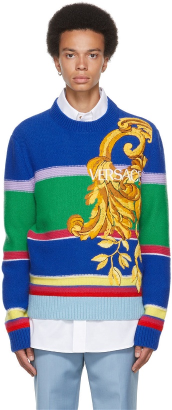 Photo: Versace Multicolor Embroidered Graphic Sweater
