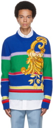 Versace Multicolor Embroidered Graphic Sweater