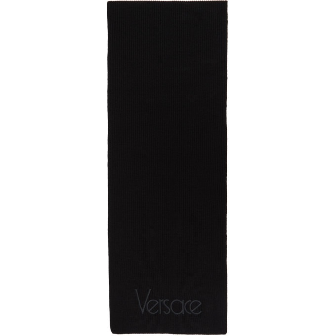 Photo: Versace Black Thin Logo Scarf