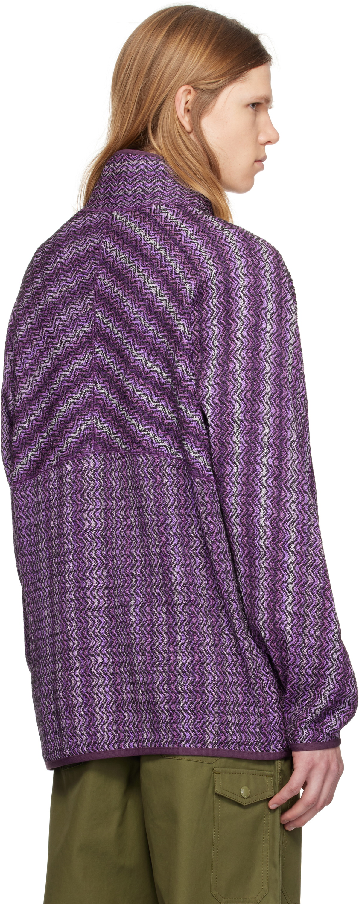 Pilgrim Surf + Supply Purple Mosley Inlay Popover Sweater