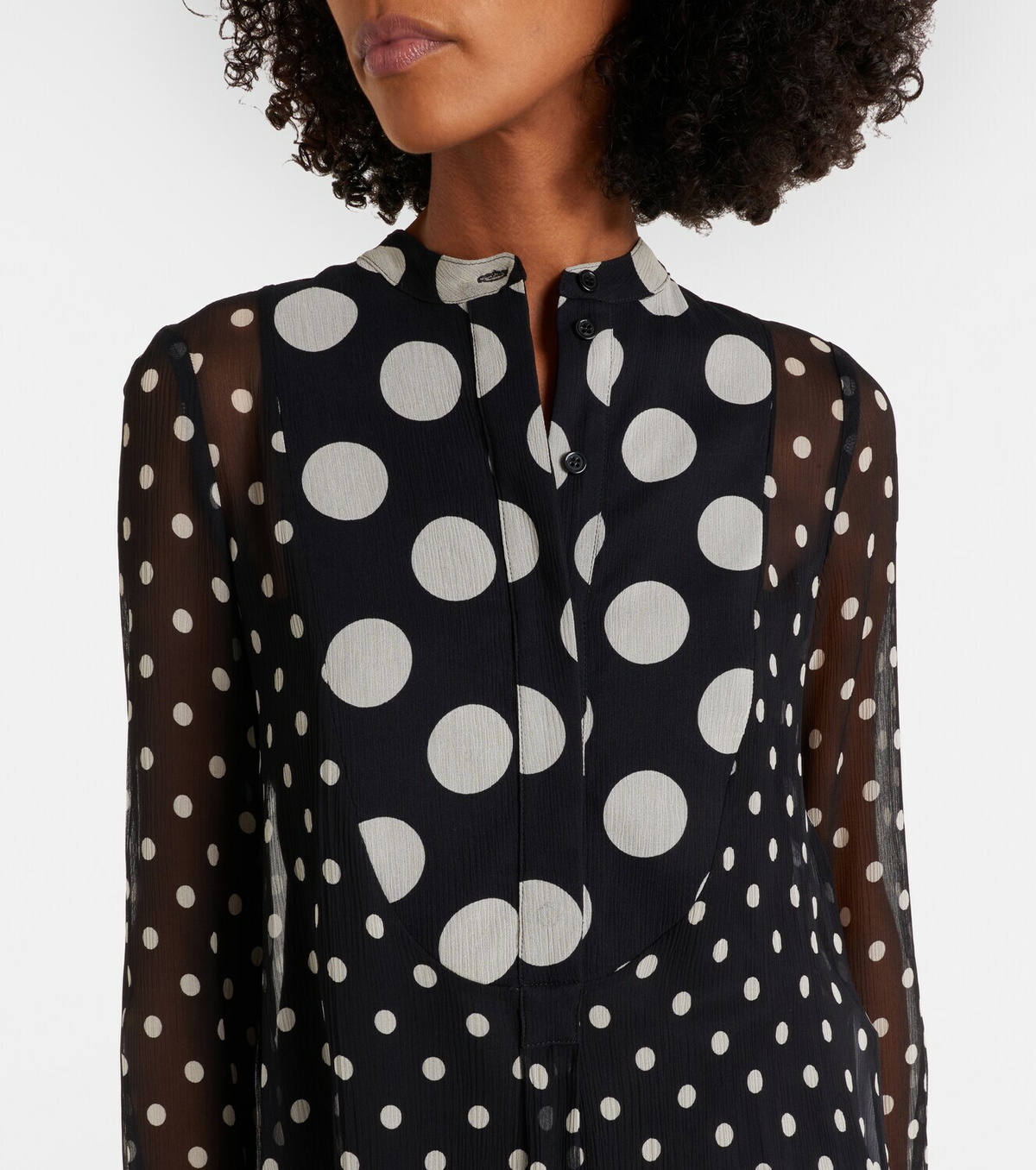 Nina Ricci Polka-dot semi-sheer silk midi dress