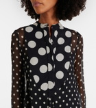 Nina Ricci Polka-dot semi-sheer silk midi dress