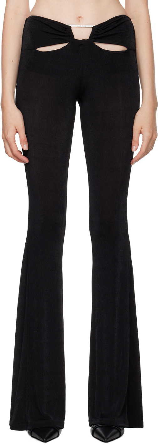 MISBHV Black Cutout Flared Trousers