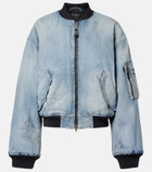 Balenciaga Cropped denim bomber jacket