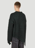 Distressed Knit Sweater in Dark Green