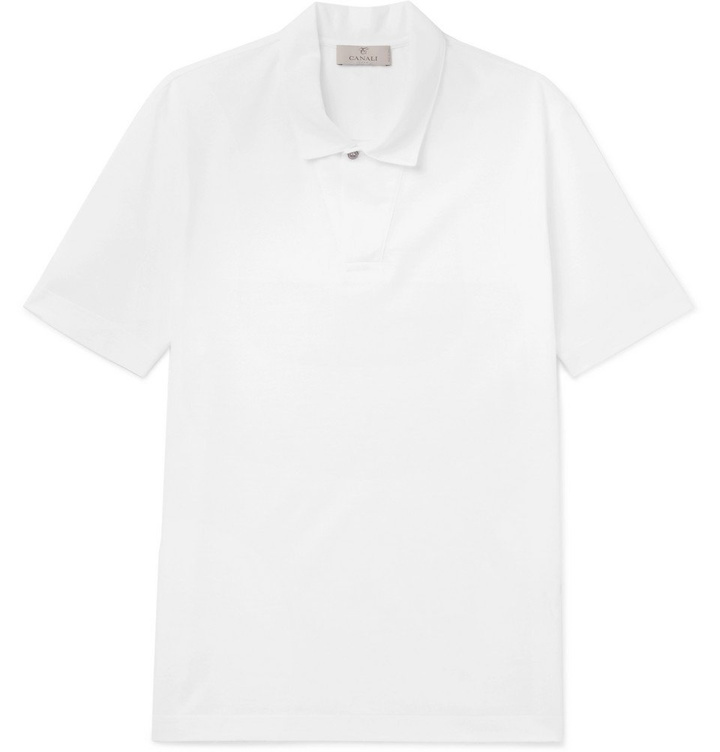 Photo: Canali - Slim-Fit Cotton-Piqué Polo Shirt - Men - White
