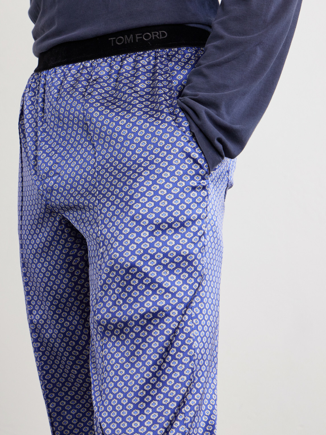 TOM FORD - Printed Silk-Blend Satin Pyjama Trousers - Purple