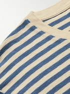 Folk - Contrast Striped Cotton-Jersey T-Shirt - Blue