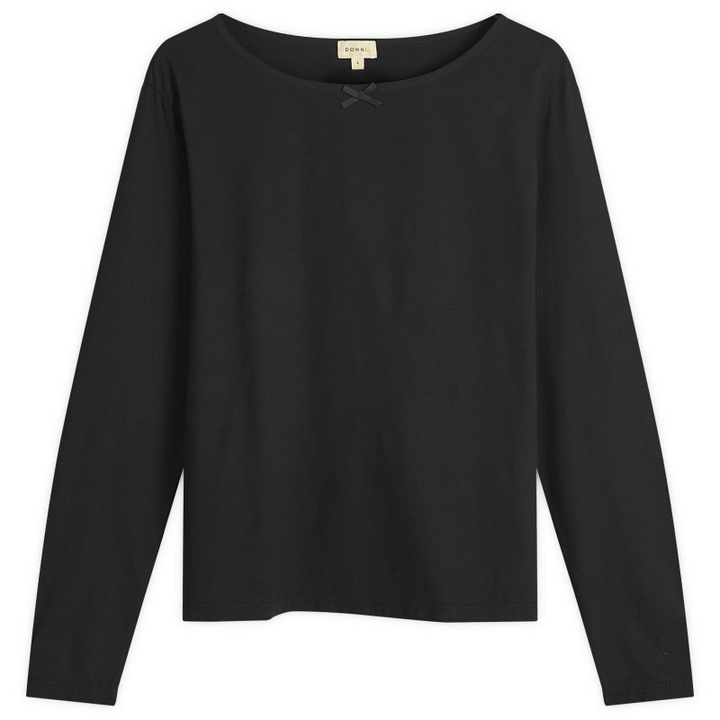Photo: DONNI. Women's Jersey Bow Long Sleeve Top in Jet