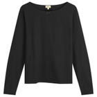 DONNI. Women's Jersey Bow Long Sleeve Top in Jet