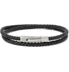 Hugo Boss - Woven Leather and Stainless Steel Wrap Bracelet - Black