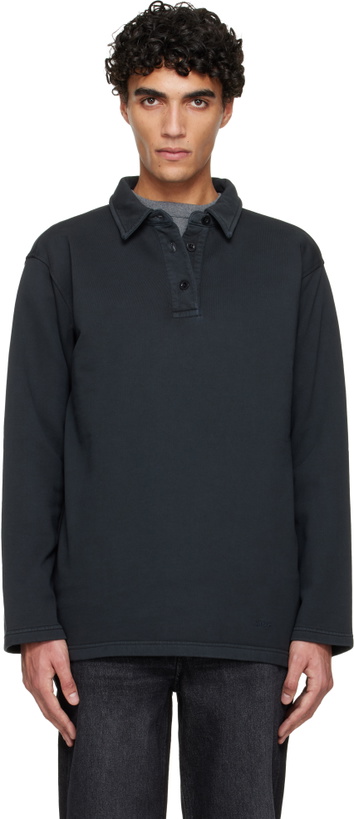 Photo: A.P.C. Black Long-Sleeve Polo