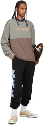 Brain Dead Grey & Brown Embroidered Football Long Sleeve T-Shirt