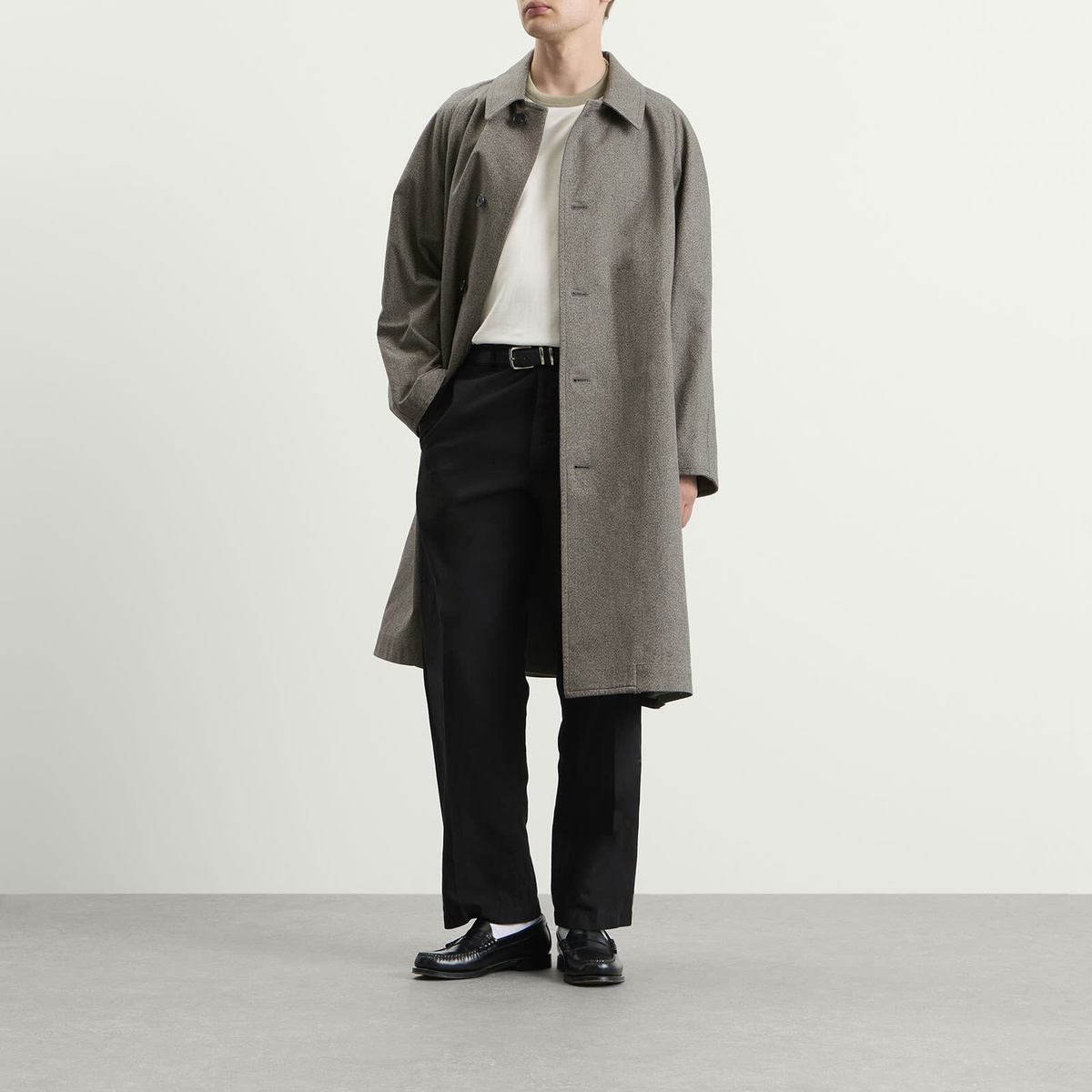 Kaptain Sunshine Men's Cotton Mock Twist Umbrella Coat in Charcoal