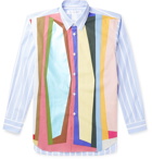 Comme des Garçons SHIRT - Panelled Striped Cotton-Poplin Shirt - Blue