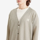 Needles Men's Woven V-Neck Cardigan in Natural/Black Grid