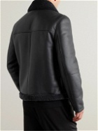 Mr P. - Shearling-Lined Nappa Leather Trucker Jacket - Black