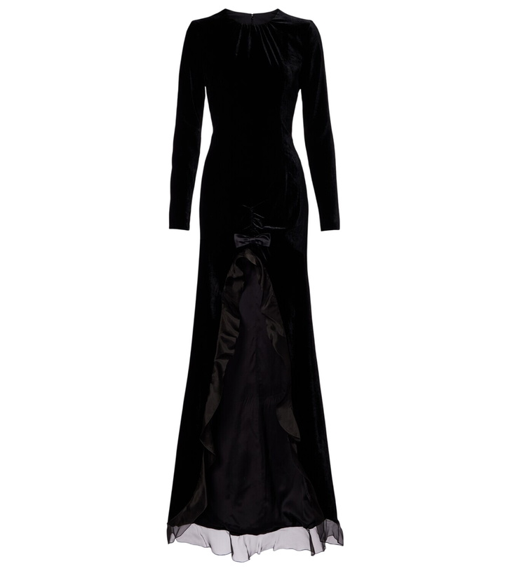 Photo: Alessandra Rich Ruched silk-trimmed asymmetric velvet gown