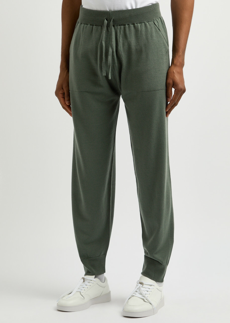 John Smedley Henning Wool Sweatpants Dark Green