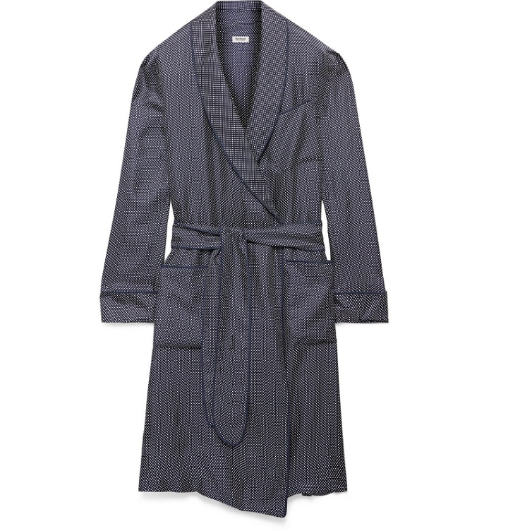 Photo: Paul Stuart - Piped Puppytooth Cashmere Robe - Blue