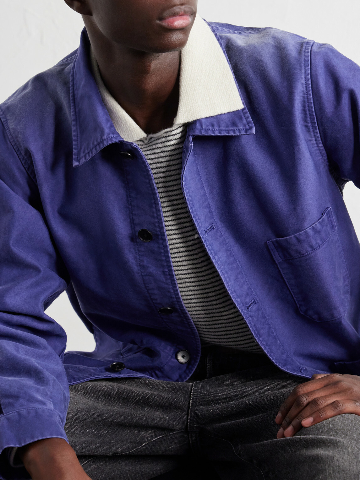 Auralee - Garment-Dyed Cotton-Moleskin Blouson Jacket - Blue
