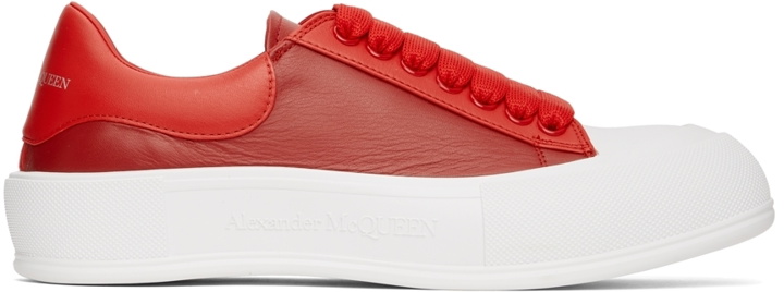 Photo: Alexander McQueen Red & White Deck Lace-Up Plimsoll Sneakers