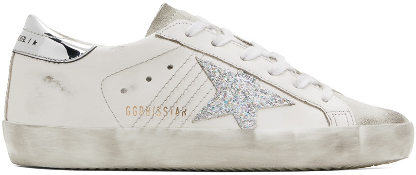 Golden Goose White & Silver Super-Star Sneakers Golden Goose Deluxe Brand