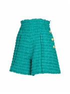 BALMAIN - High Waist Tweed Mini Shorts