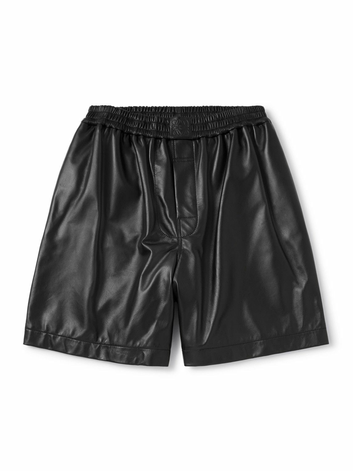 【送料&関税込】Loewe Stretch Leather And Fabric Shorts LOEWE Striped leather shorts | NET-A-PORTER