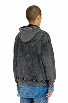 Diesel Treated denim-effect hoodie - Sweaters Mens in Grey
