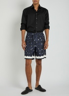 Givenchy Floral-print Silk Shorts Navy