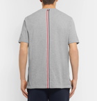 Thom Browne - Grosgrain-Trimmed Cotton-Piqué T-Shirt - Men - Gray