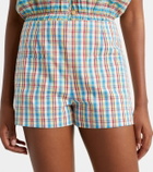 Faithfull Aurora checked cotton and linen shorts