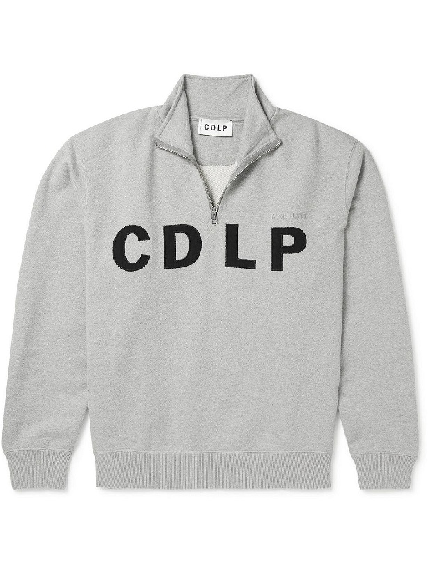 Photo: CDLP - Mobilité Logo-Embroidered Cotton-Jersey Half-Zip Sweater - Gray
