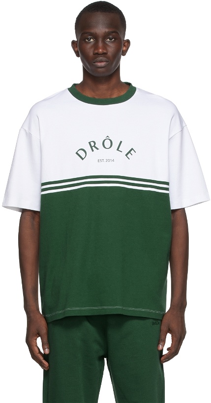 Photo: Drôle De Monsieur White & Green 'Le T-shirt Drôle' T-Shirt