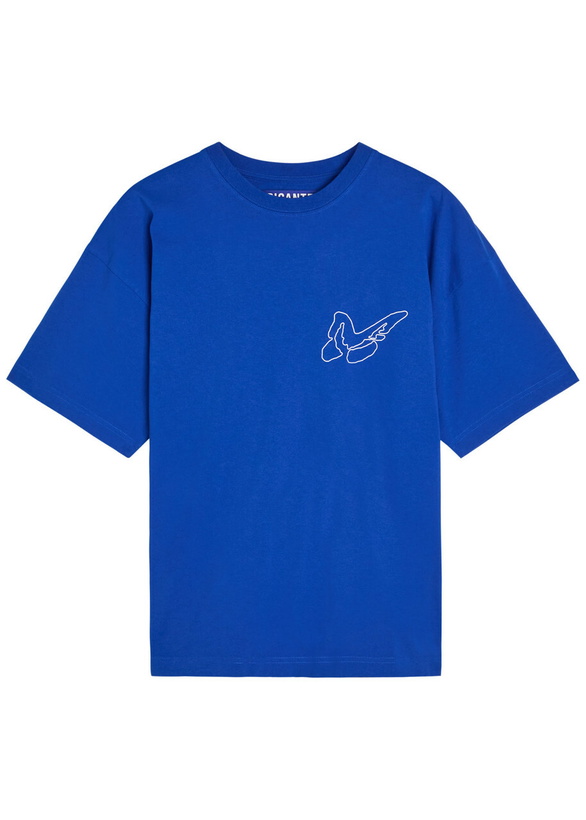 Photo: Picante Butterfly Printed Cotton T-shirt Blue