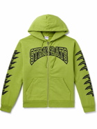 Stray Rats - Logo-Print Cotton-Jersey Zip-Up Hoodie - Green