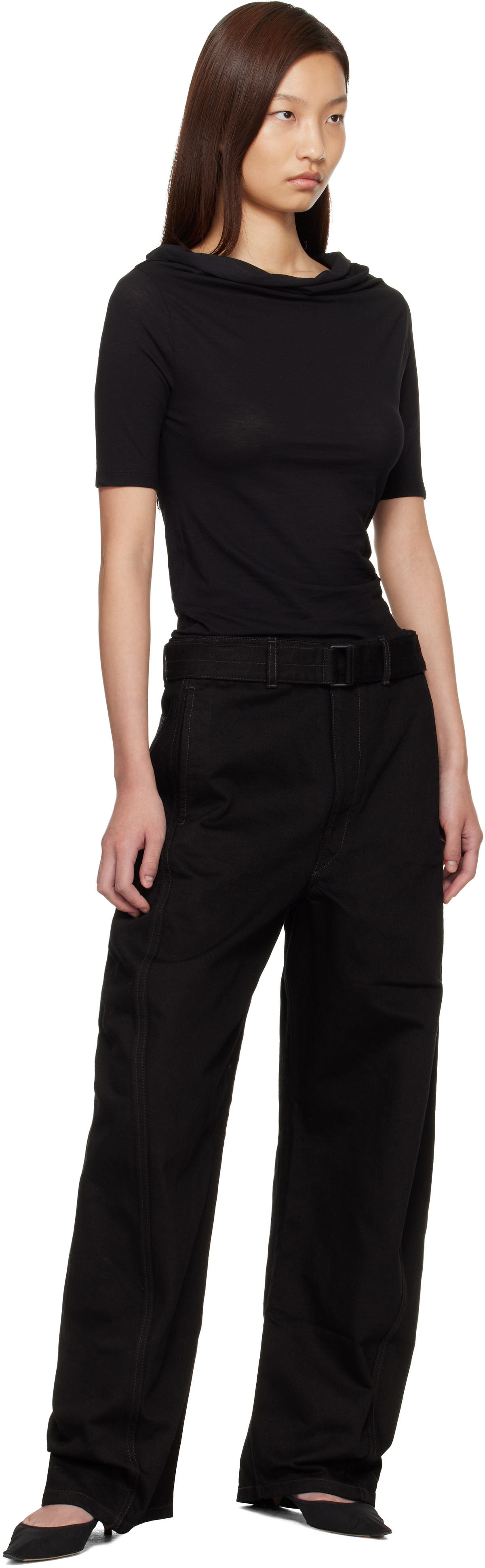 LEMAIRE Black Twisted Belted Jeans