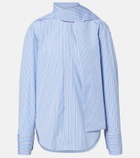 Plan C Scarf-detail striped cotton shirt