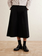 Amomento - Cotton-Blend Wide-Leg Bermuda Shorts - Black