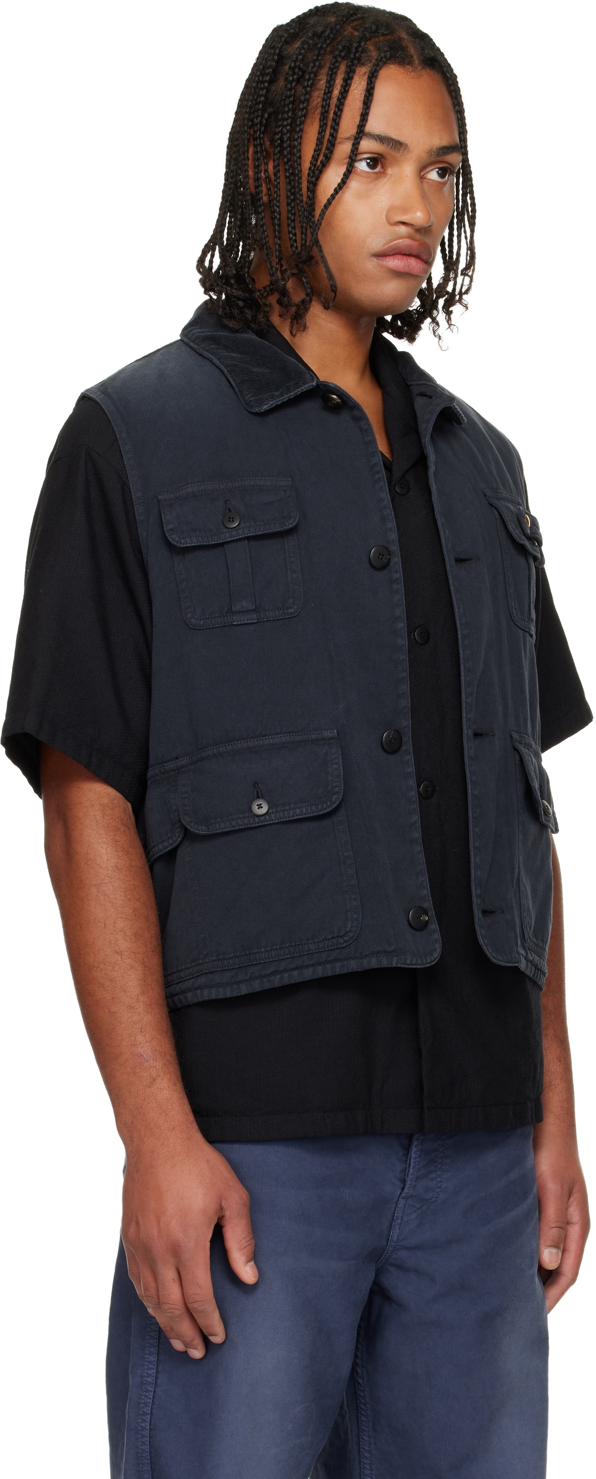 visvim Black Matto Hunting Denim Vest